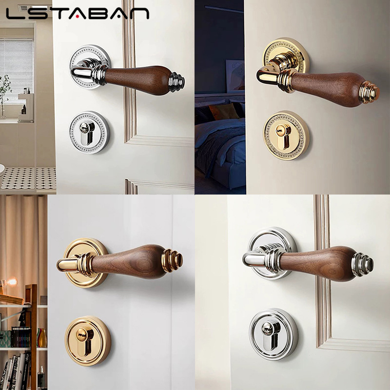 Furniture Hardware Handles - Euro Walnut Wood Handle Door Lock