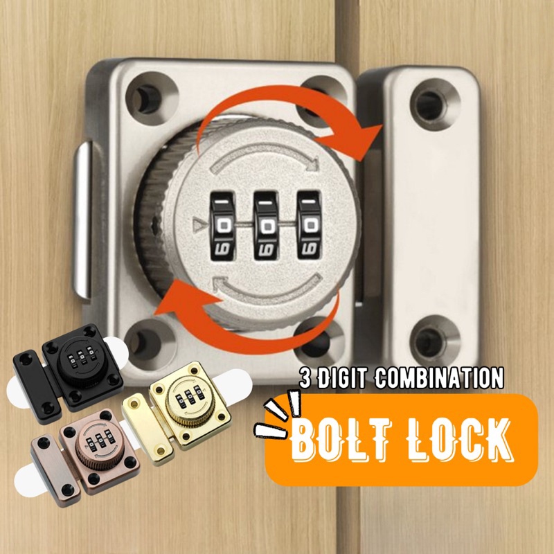 Barrel Bolt Slide - Home Security 3digit Combination Latch Rotate