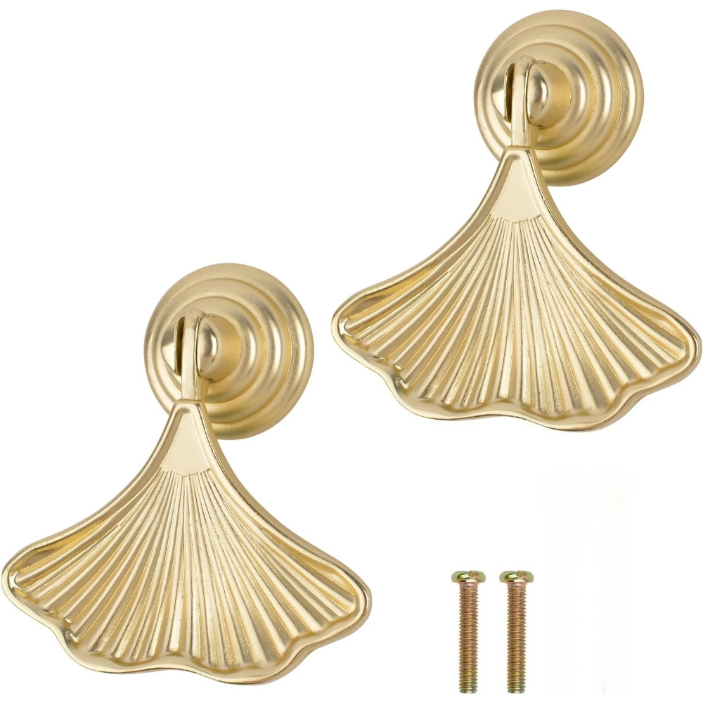 2 Pack Ginkgo Leaf Shape Knob  - Furniture Hardware Drop Pulls ulasan dan harga